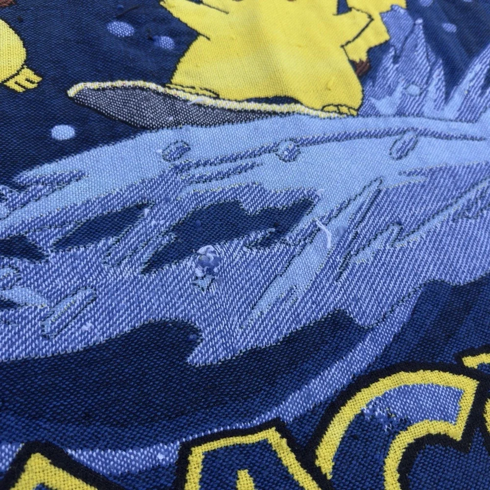 Vintage 90s Nintendo Pokemon Pikachu Throw Blanket Tapestry Woven Blue OS